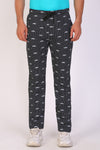 Men Slim Fit Printed Black Track Pant