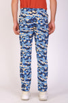 Men Slim Fit Printed Blue Track Pant