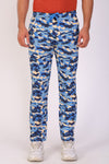 Men Slim Fit Printed Blue Track Pant