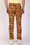 Men Slim Fit Printed Brown Track Pant