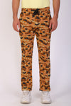 Men Slim Fit Printed Brown Track Pant
