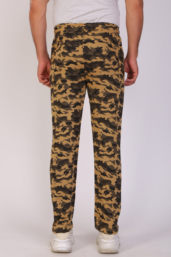 Men Slim Fit Printed khaki Track Pant