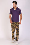 Men Slim Fit Printed khaki Track Pant