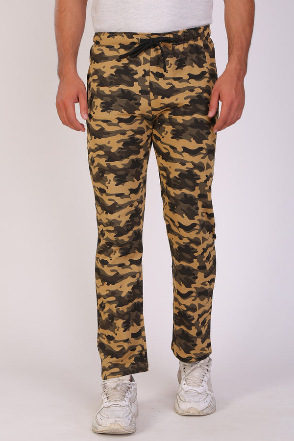 Men Slim Fit Printed khaki Track Pant