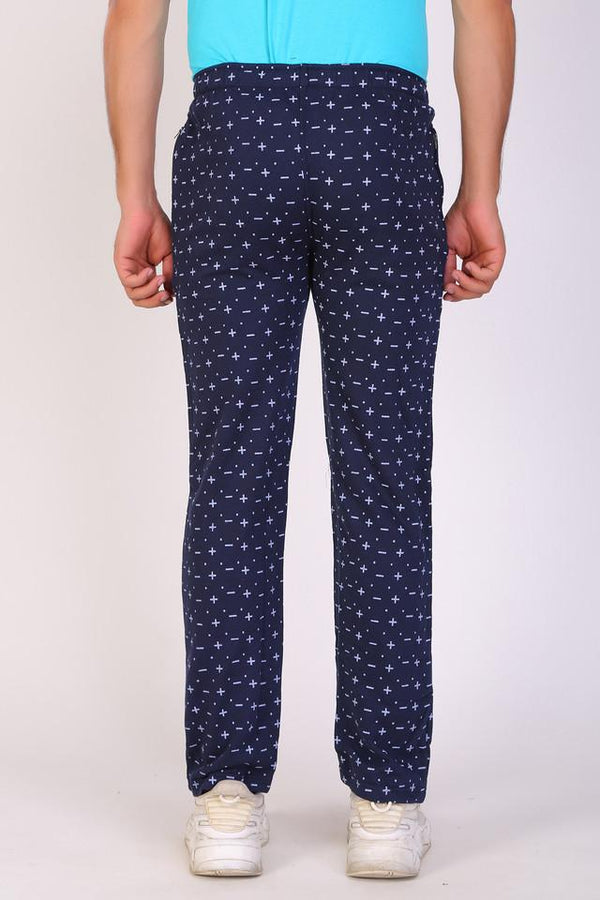 Men Slim Fit Printed Navy Track Pant