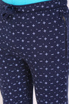 Men Slim Fit Printed Navy Track Pant