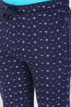 Men Slim Fit Printed Navy Track Pant