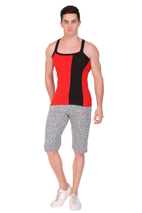 Men Cotton Grey Capri