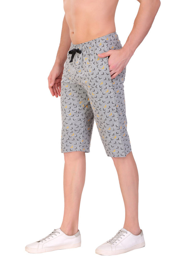 Men Cotton Grey Capri