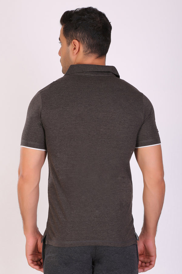 HiFlyers Men Slim Fit Collar Tshirts Anthra