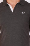 Men Slim Fit Printed Anthra Polo T-Shirts