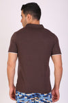 Men Slim Fit Printed Brown Polo T-Shirts