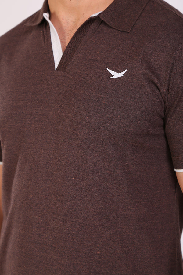Men Slim Fit Printed Brown Polo T-Shirts