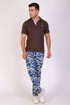 Men Slim Fit Printed Brown Polo T-Shirts