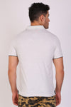 Men Slim Fit Printed Grey Polo T-Shirts