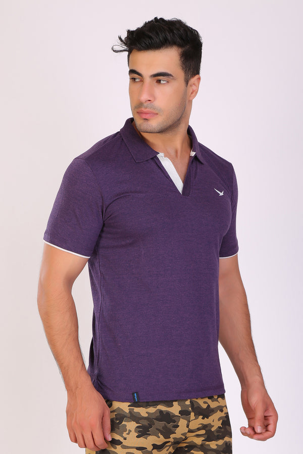 Men Slim Fit Purple Polo T-Shirts