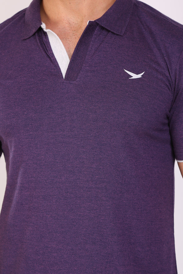 Men Slim Fit Purple Polo T-Shirts
