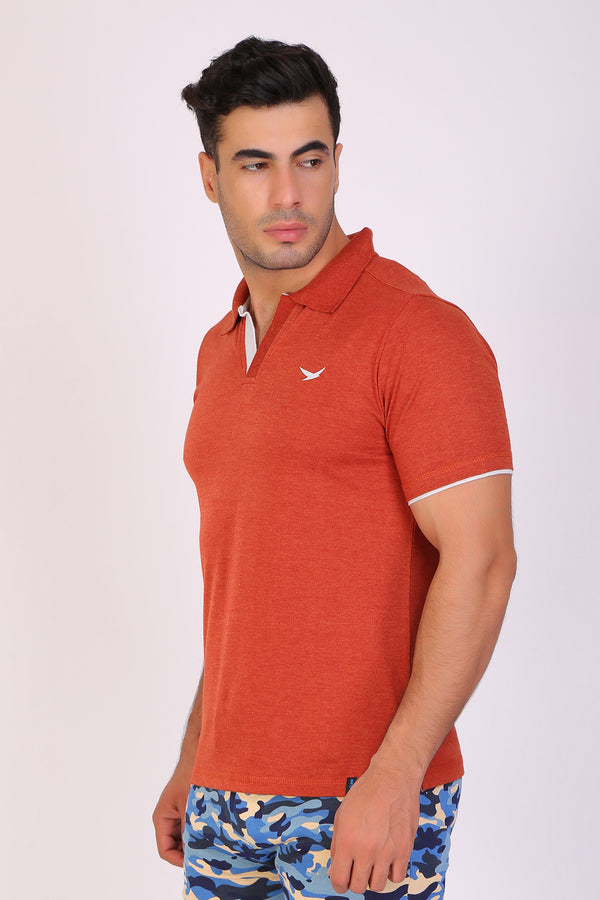 Men Slim Fit Orange Polo T-Shirts