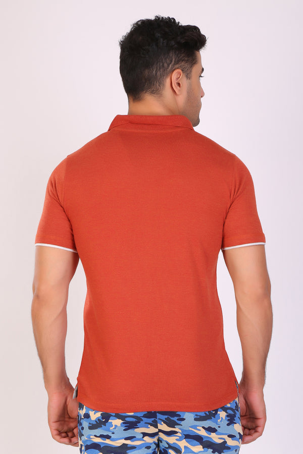 Men Slim Fit Orange Polo T-Shirts