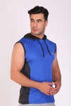 Men Blue-Navy Hooded Sports T-Shirts