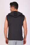 Men Blue-Navy Hooded Sports T-Shirts