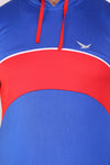Men Blue-Red Hooded Sports T-Shirts