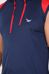 Men Navy Hooded Sports T-Shirts
