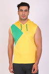 Men Yellow Hooded Sports T-Shirts