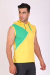 Men Yellow Hooded Sports T-Shirts
