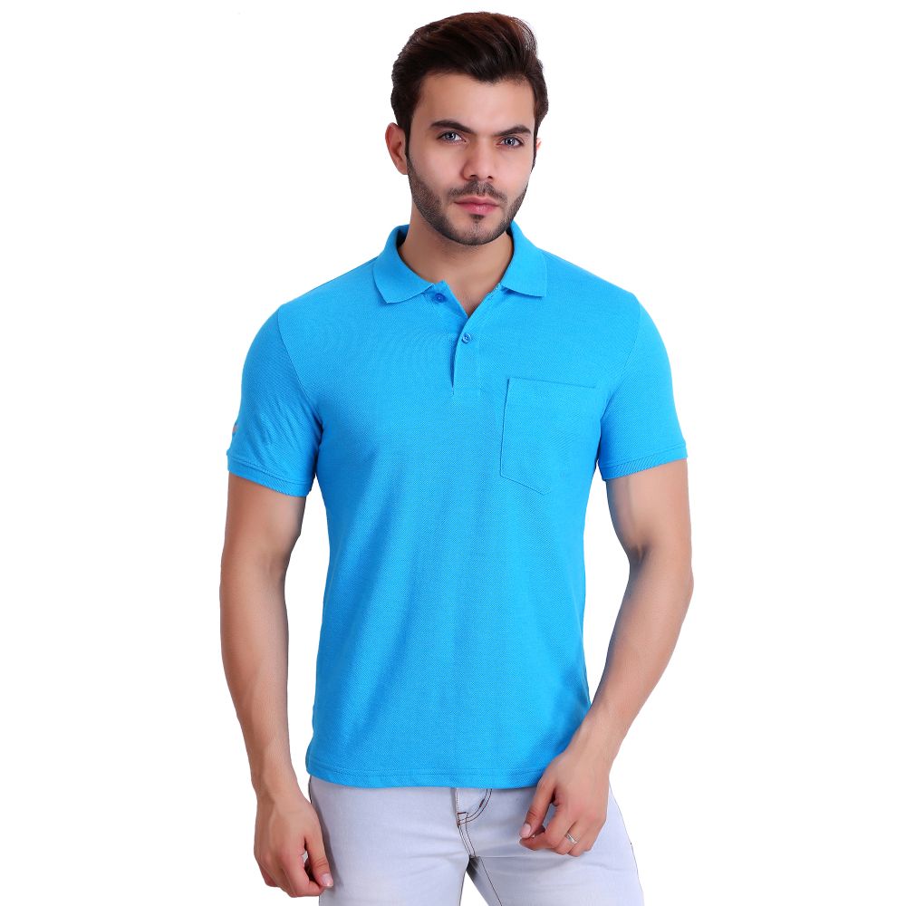 Buy HiFlyers Mens Polo T-Shirt Sky Blue Best Price: TT Bazaar