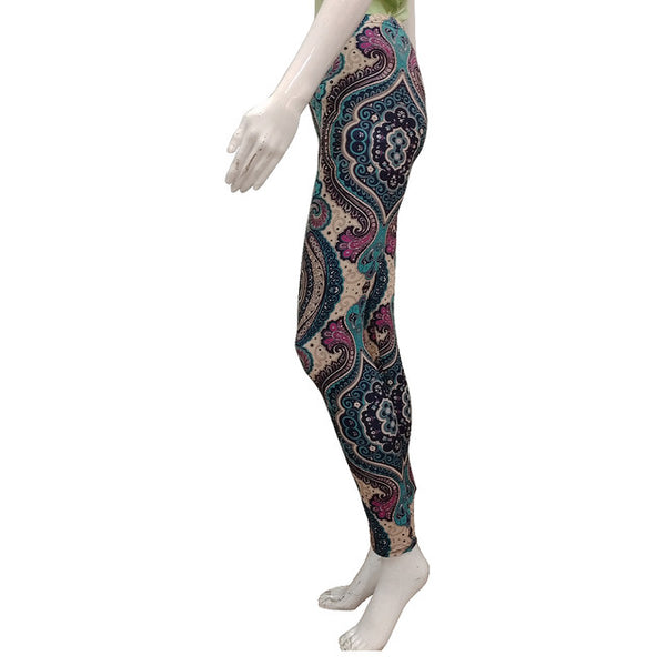 T.T Women Printed Leggings Aqua