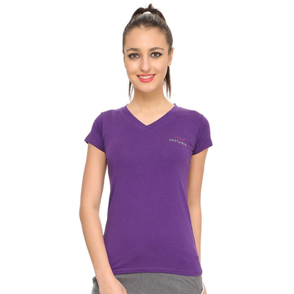 Women V Neck Purple T-Shirts