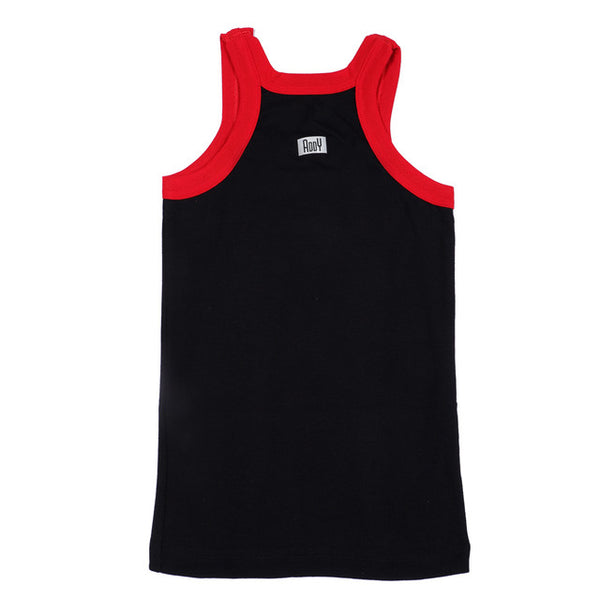 T.T. Kids Addy Gym Vest Pack Of 5 Grey-Red-Trqs-Black-Navy