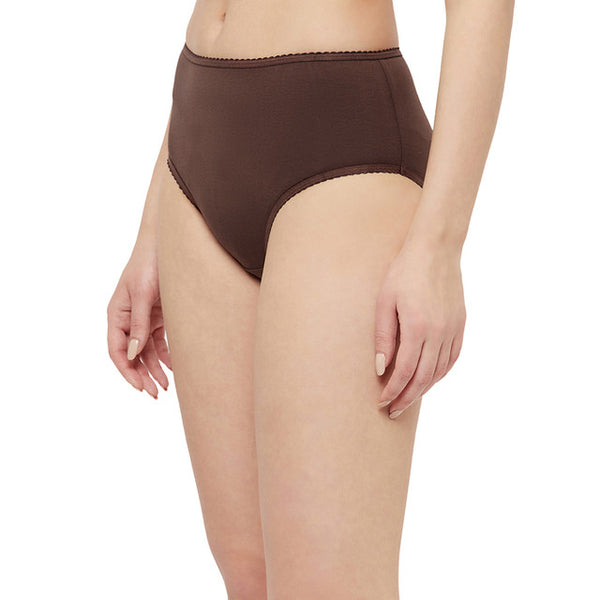 T.T. Women Desire Solid Cotton Spandex Panty Pack Of 2 Blue-Brown