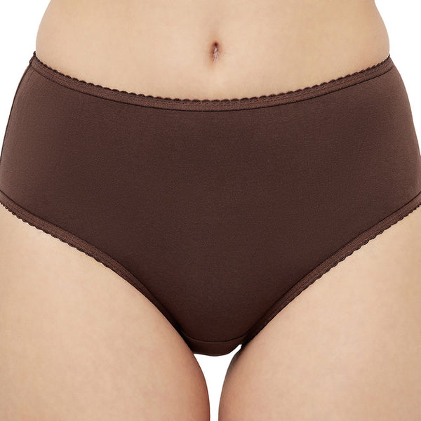 T.T. Women Desire Solid Cotton Spandex Panty Pack Of 2 Pink-Brown