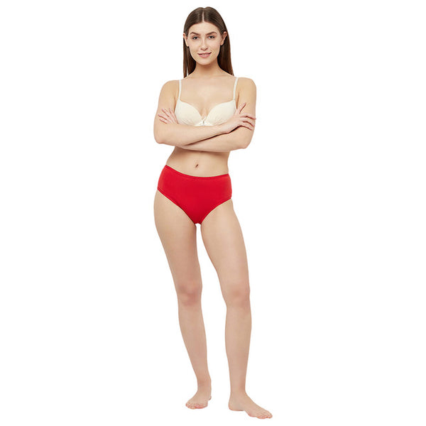 T.T. Women Desire Solid Cotton Spandex Panty Pack Of 2 Black-Red
