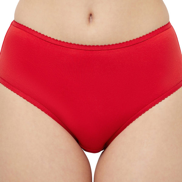 T.T. Women Desire Solid Cotton Spandex Panty Pack Of 2 Black-Red