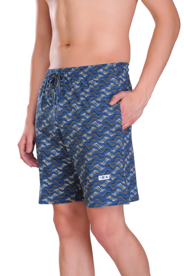 T.T. Men Printed Bermuda Shorts Airforce Blue