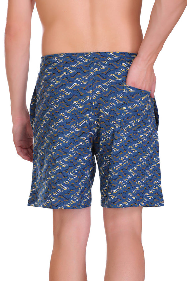 T.T. Men Printed Bermuda Shorts Airforce Blue