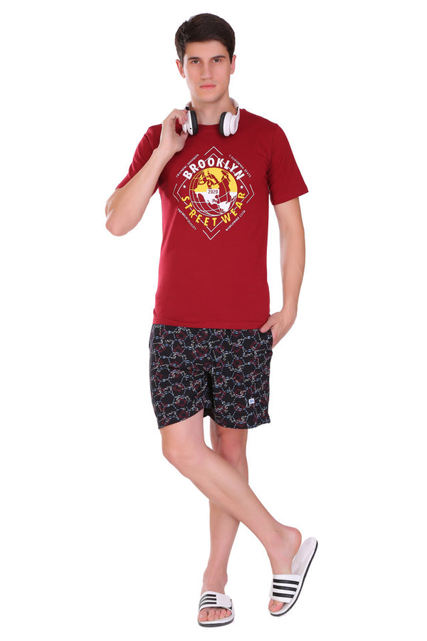 T.T. Mens Printed Bermuda Shorts Black