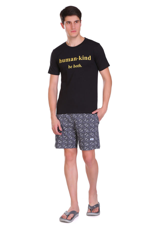 T.T. Men Printed Bermuda Shorts Grey