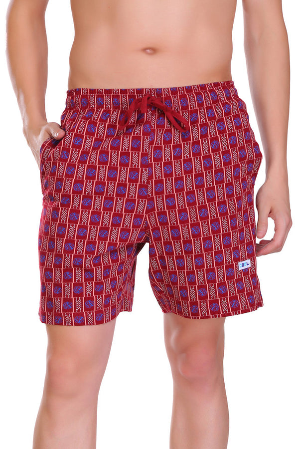 T.T. Men Printed Bermuda Shorts Maroon