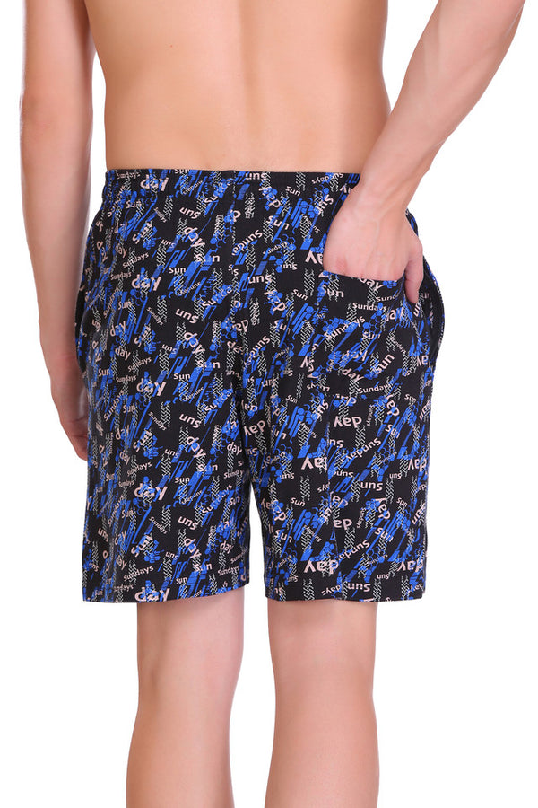 T.T. Men Printed Bermuda Shorts Black-Royal