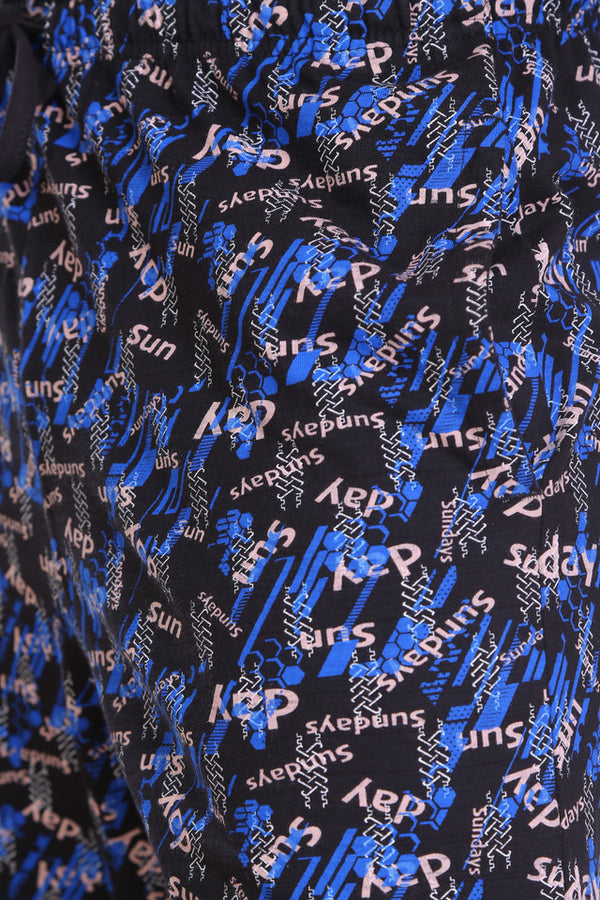 T.T. Men Printed Bermuda Shorts Black-Royal