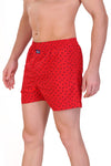 HiFlyers Men Printed Cotton Boxer Short Red