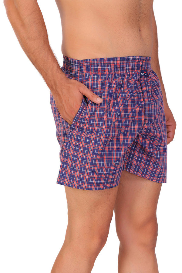 HiFlyers Men Checked Cotton Boxer Short Purple