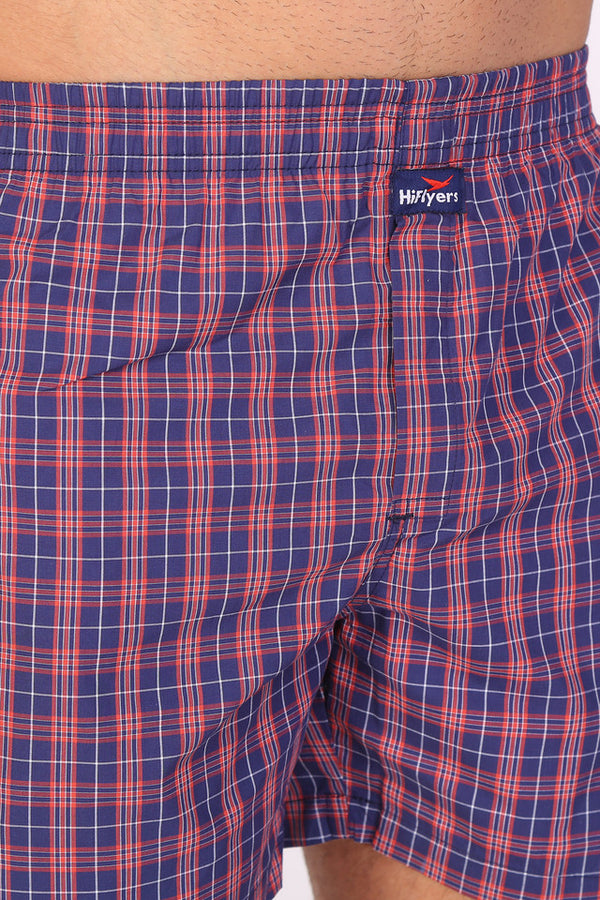 HiFlyers Men Checked Cotton Boxer Short Purple