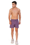 HiFlyers Men Checked Cotton Boxer Short Purple