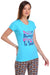 T.T. Women Slim Fit Round Neck Printed Tshirt Aqua