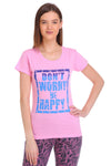 T.T. Women Slim Fit Round Neck Printed Tshirt Baby Pink